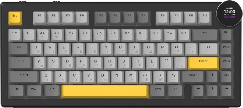 Клавиатура беспроводная Ajazz AK820 V2 White Peach Switch Black/Gray/Yellow (AK820-V2-WP-BGY)