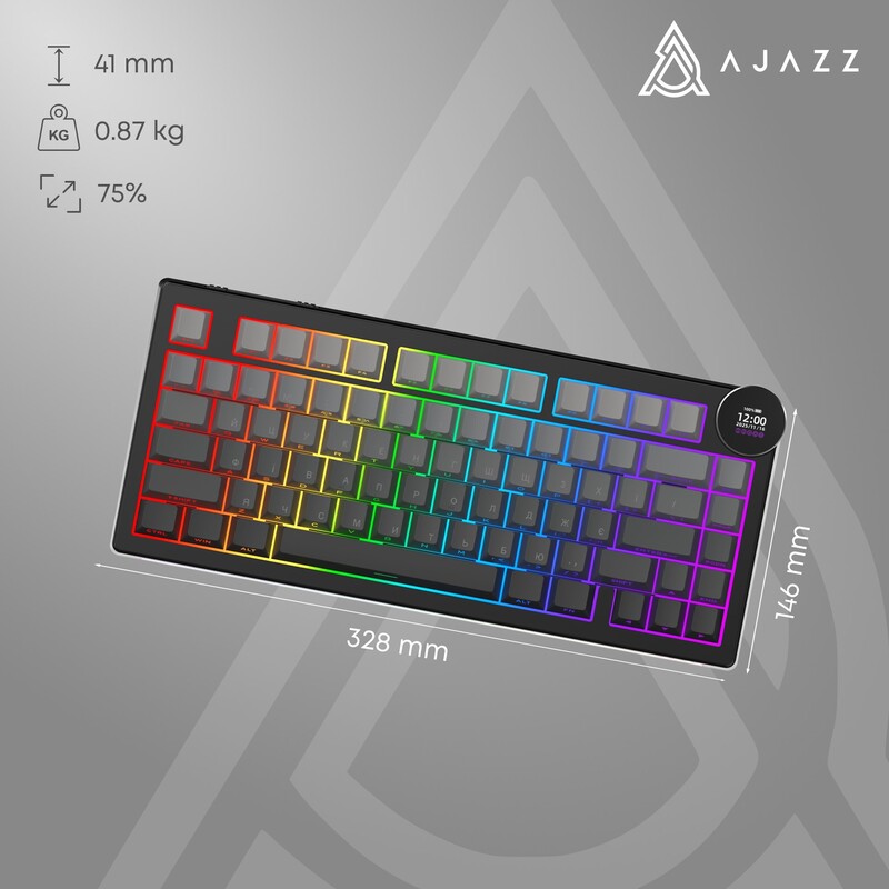 Клавиатура беспроводная Ajazz AK820 V2 White Peach Switch Black/Gray/Yellow (AK820-V2-WP-BGY)