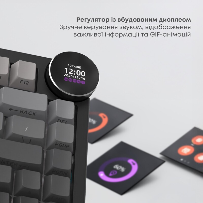 Клавиатура беспроводная Ajazz AK820 V2 White Peach Switch Black/Gray/Yellow (AK820-V2-WP-BGY)