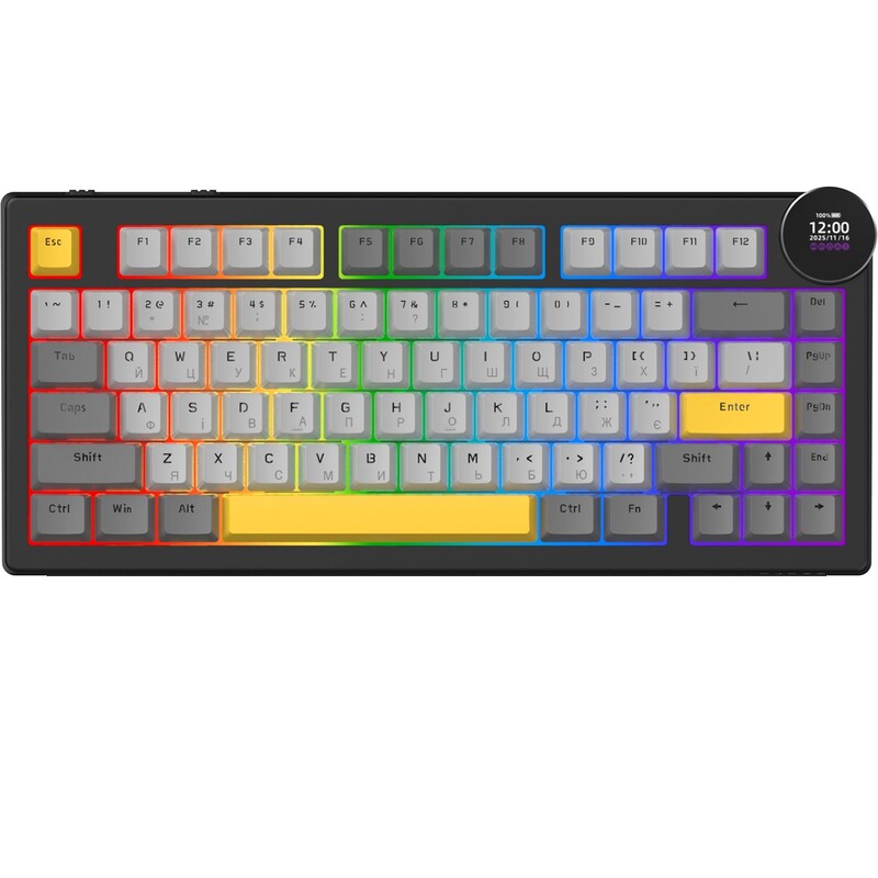 Клавиатура беспроводная Ajazz AK820 V2 White Peach Switch Black/Gray/Yellow (AK820-V2-WP-BGY)