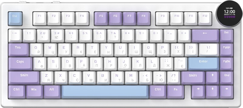 Клавиатура беспроводная Ajazz AK820 V2 White Peach Switch Purple/White/Blue (AK820-V2-WP-PWB)