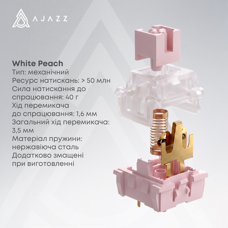 Клавиатура беспроводная Ajazz AK820 V2 White Peach Switch Purple/White/Blue (AK820-V2-WP-PWB)