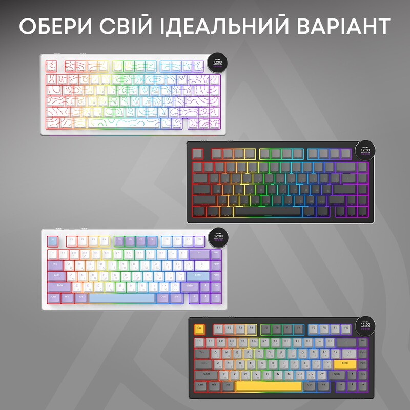 Клавиатура беспроводная Ajazz AK820 V2 White Peach Switch Purple/White/Blue (AK820-V2-WP-PWB)