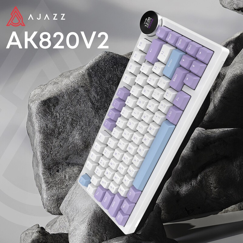Клавиатура беспроводная Ajazz AK820 V2 White Peach Switch Purple/White/Blue (AK820-V2-WP-PWB)