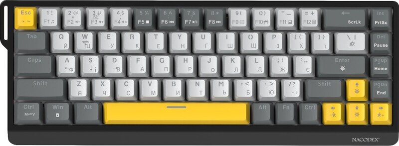 Клавиатура Ajazz NK68 V2 Red Switch Black/Grey/Yellow (NK68-V2-R-BGY)