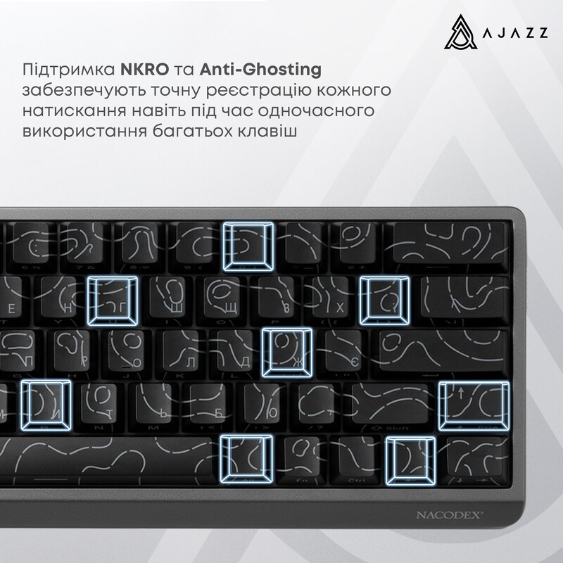 Клавиатура Ajazz NK68 V2 Red Switch Black/Grey/Yellow (NK68-V2-R-BGY)