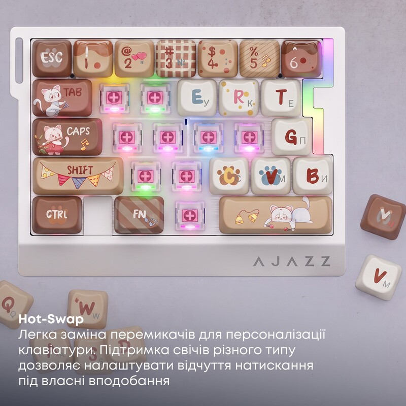 Клавіатура Ajazz AK029 Meow Magnetic Switch White (AK029-M-Y)