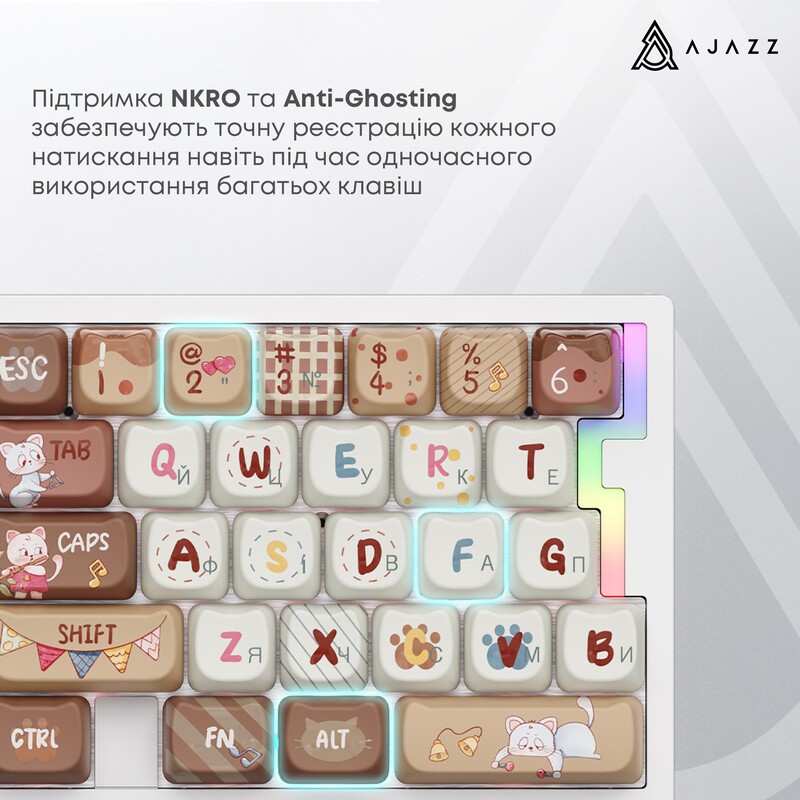 Клавіатура Ajazz AK029 Meow Magnetic Switch White (AK029-M-Y)