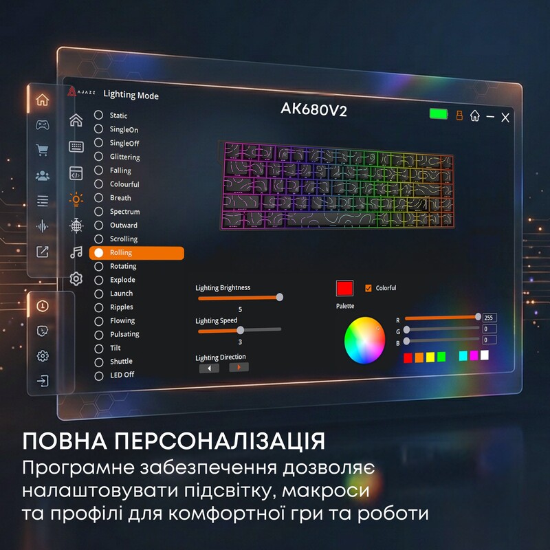 Клавіатура Ajazz AK680 V2 Ice Island Magnetic Switch Gray/Black (AK680-V2-I-GB)