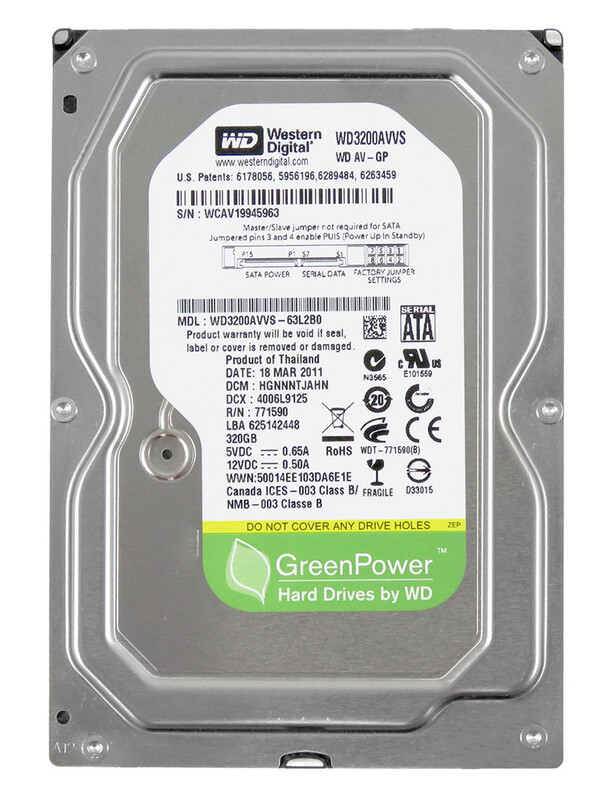 Накопитель HDD SATA  320Gb WD AV-GP 7200rpm 8Mb (WD3200AVVS) Refurbished