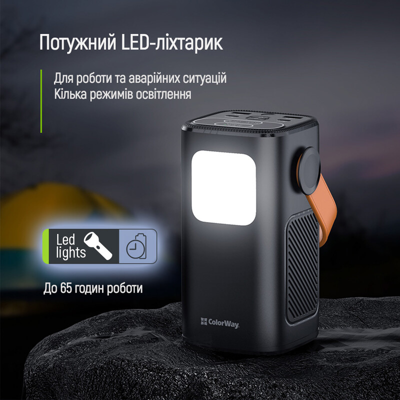 Универсальная мобильная батарея ColorWay 40000mAh NightWork (USB QC4.0 + USB-C PD65W) Black (CW-PB400LP06BK)