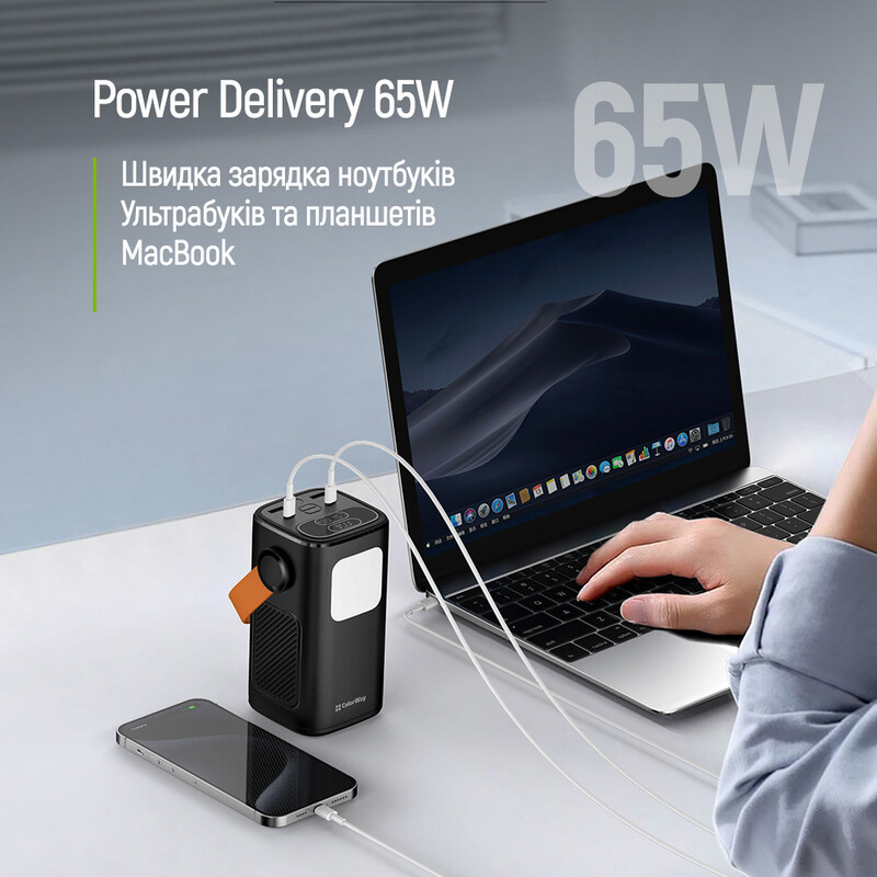 Универсальная мобильная батарея ColorWay 40000mAh NightWork (USB QC4.0 + USB-C PD65W) Black (CW-PB400LP06BK)