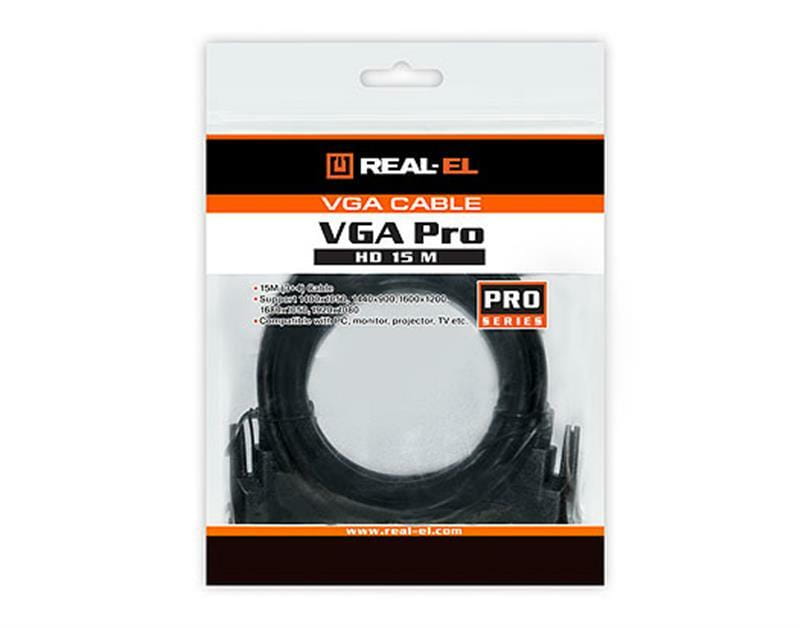 Кабель REAL-EL Pro VGA - VGA (M/M), 1.8 м, черный (EL123500043) пакет