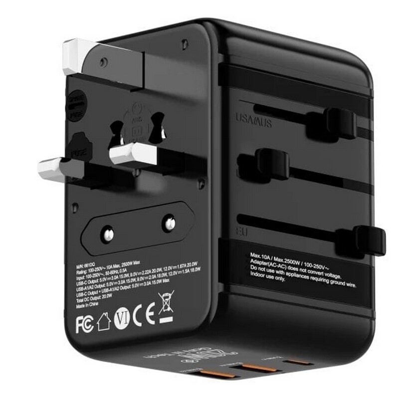 Універсальний адаптер Proove 1, 2xUSB-A, 1xUSB-C, чорний (TATL20310001)