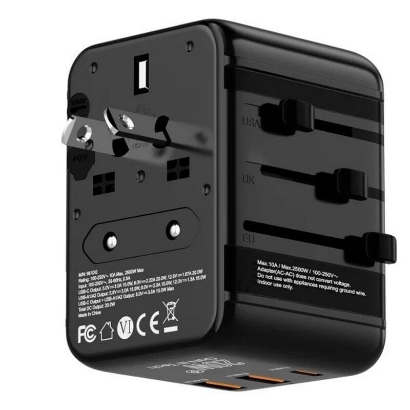 Універсальний адаптер Proove 1, 2xUSB-A, 1xUSB-C, чорний (TATL20310001)