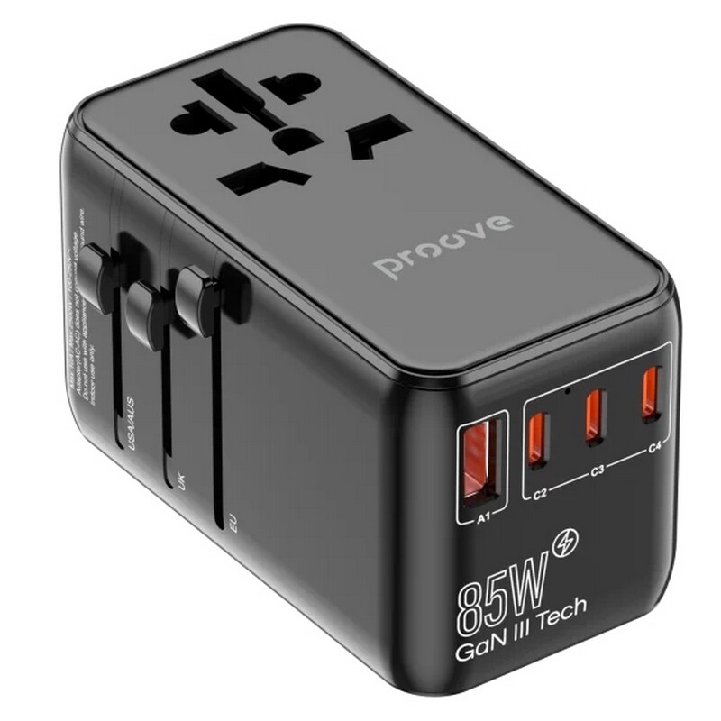 Універсальний адаптер Proove 1, 10A, 1xUSB-A, 4xUSB-C, чорний (TATR85130001)