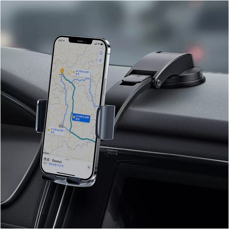 Держатель автомобильный для смартфона Baseus Easy Control Clamp Car Mount Holder (A Set) Black (SUYK000001)
