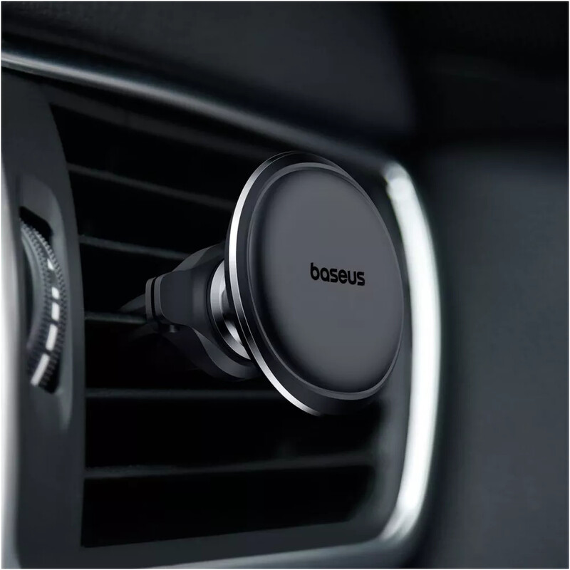 Держатель автомобильный для смартфона Baseus Magnetic Air Vent Car Mount Holder with Cable Clip Black (C40141201113-00)