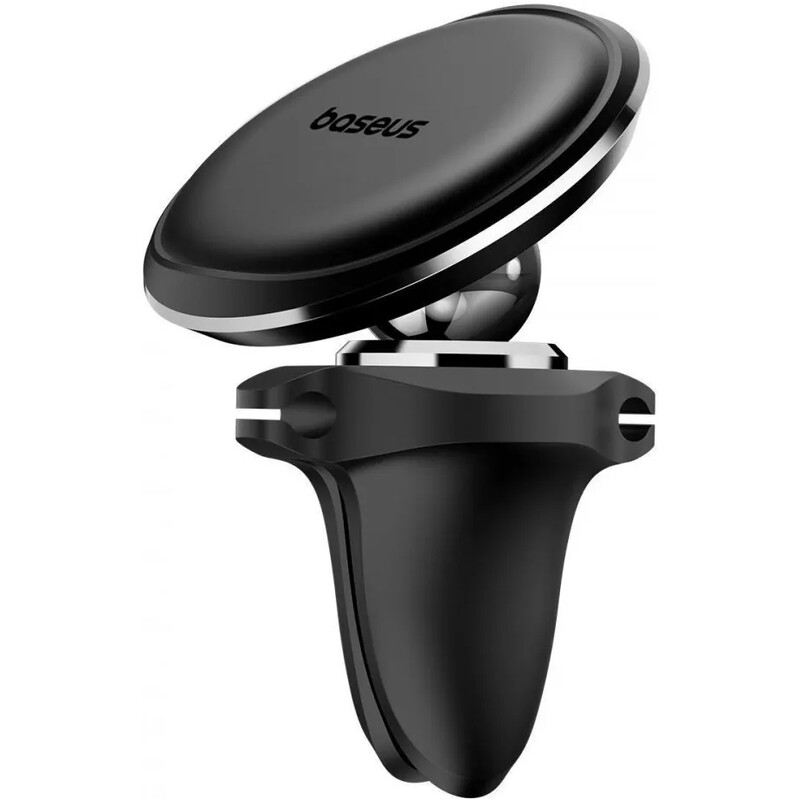 Держатель автомобильный для смартфона Baseus Magnetic Air Vent Car Mount Holder with Cable Clip Black (C40141201113-00)