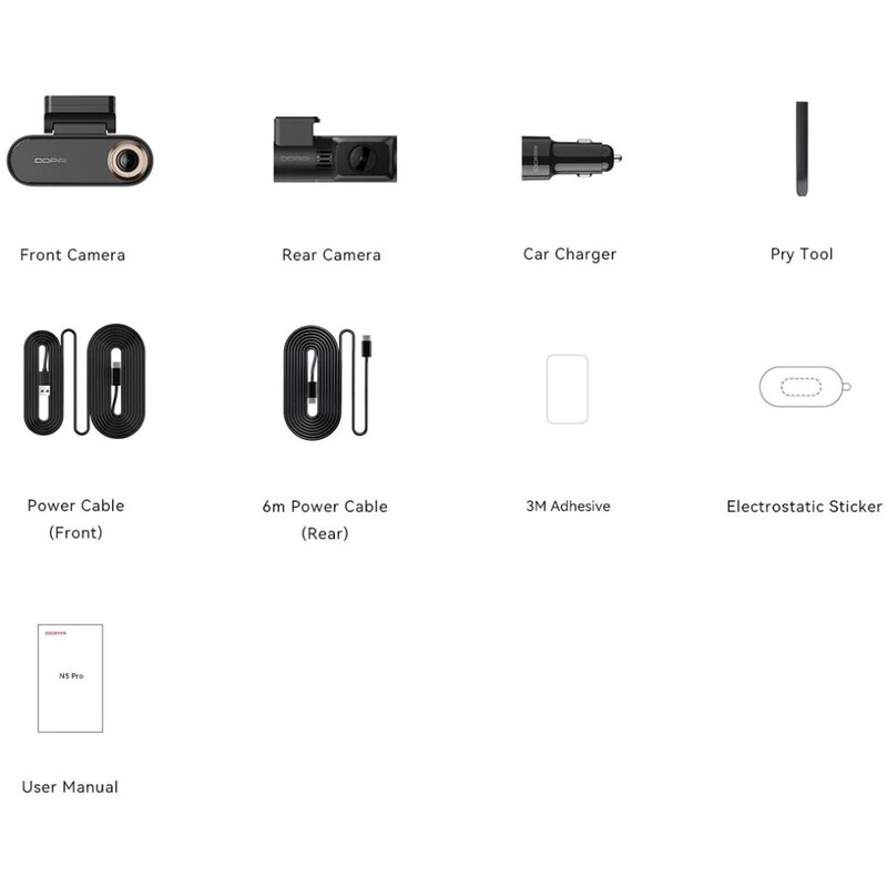 Видеорегистратор DDPai Dashcam N5 Pro + камера заднего вида (6934915208166)