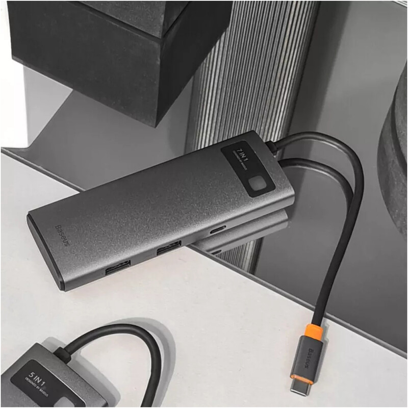 Концентратор USB-C Baseus Metal Gleam Series 7in1 Gray (WKWG020113)