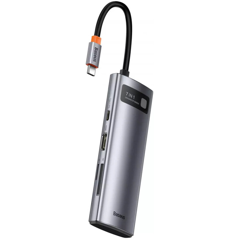 Концентратор USB-C Baseus Metal Gleam Series 7in1 Gray (WKWG020113)