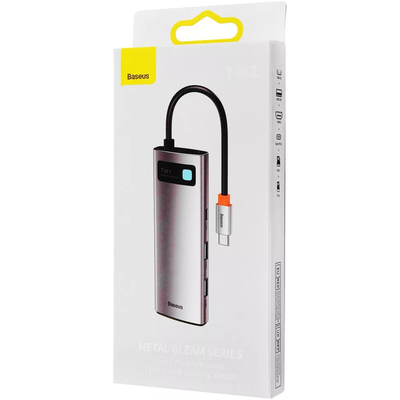 Концентратор USB-C Baseus Metal Gleam Series 7in1 Gray (WKWG020113)