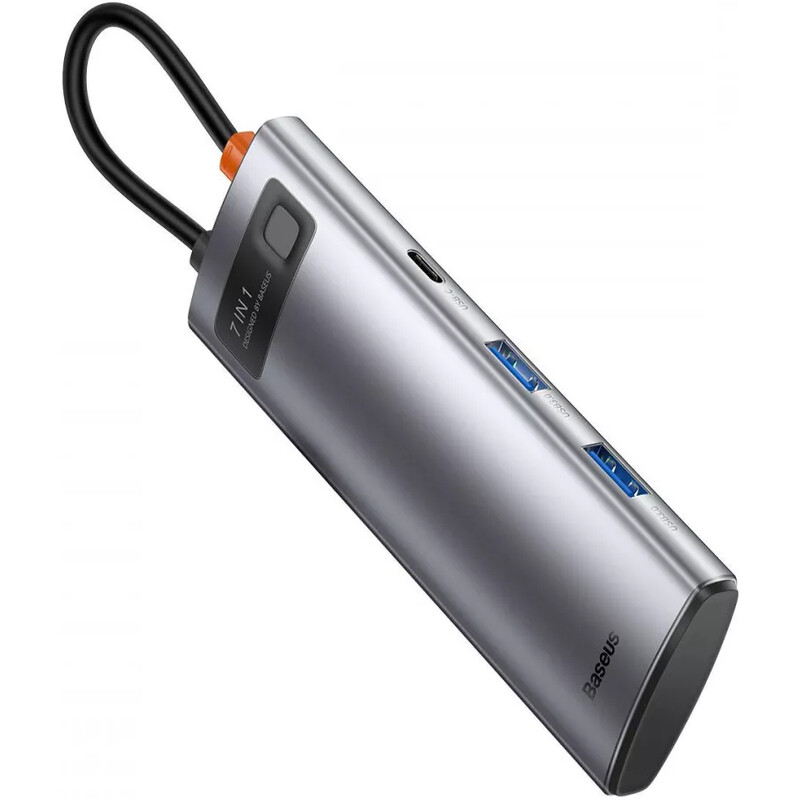 Концентратор USB-C Baseus Metal Gleam Series 7in1 Gray (WKWG020113)