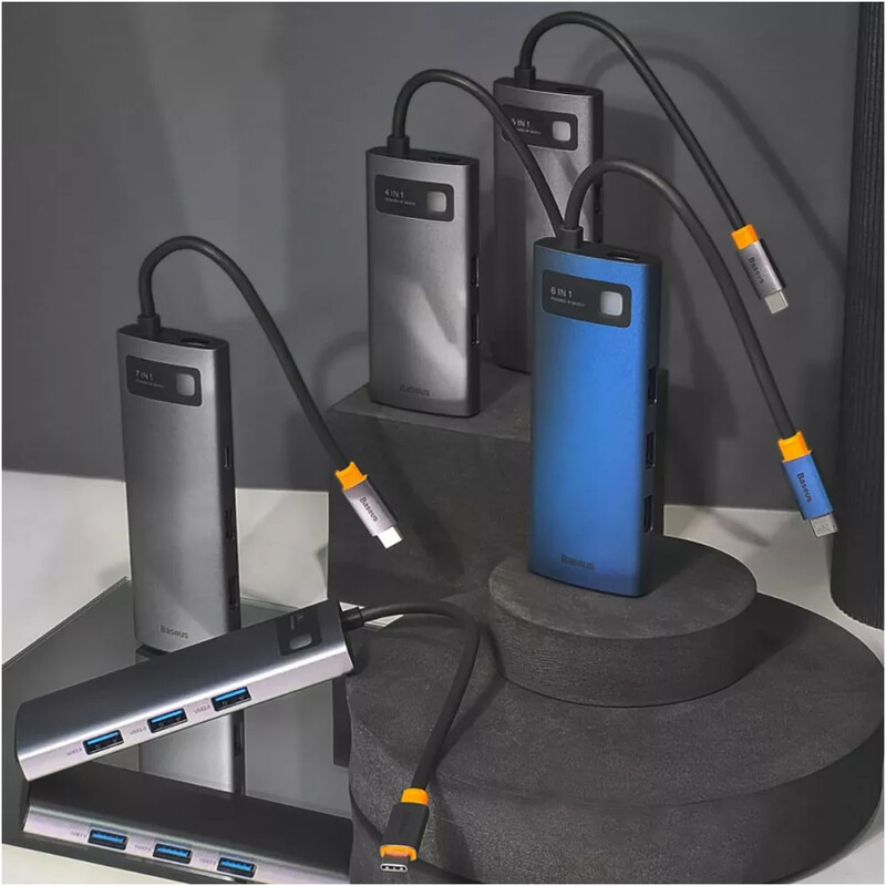 Концентратор USB-C Baseus Metal Gleam Series 7in1 Gray (WKWG020113)