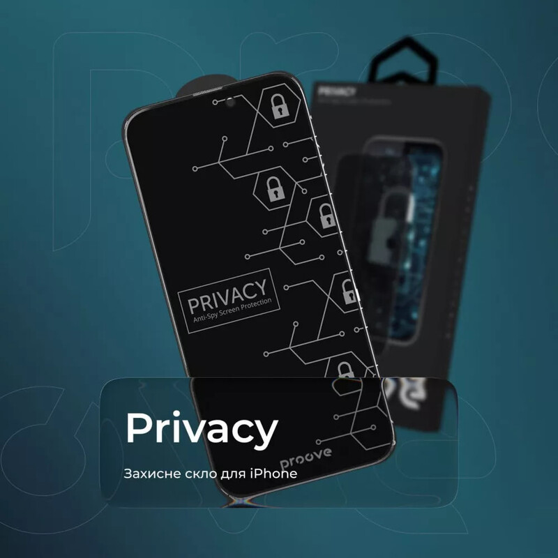 Защитное стекло Proove Privacy для iPhone 14 Pro Max/15 Plus/16 Plus Black (PGPPRI14PM01)