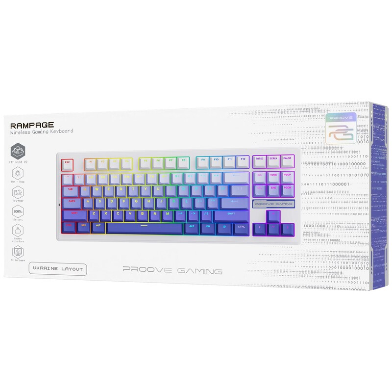 Клавиатура беспроводная Proove Gaming Rampage Gradient Purple/White