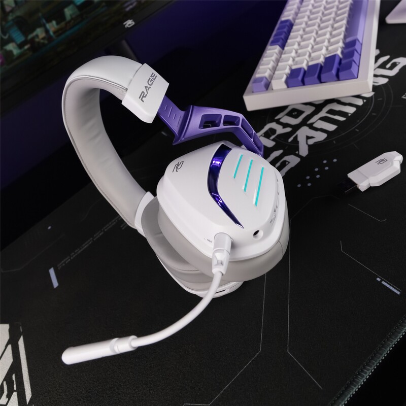 Bluetooth-гарнітура Proove Gaming Rage (APP) White/Purple (WHRG00020002)