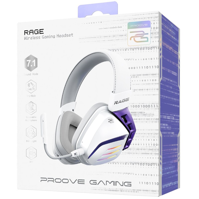 Bluetooth-гарнітура Proove Gaming Rage (APP) White/Purple (WHRG00020002)