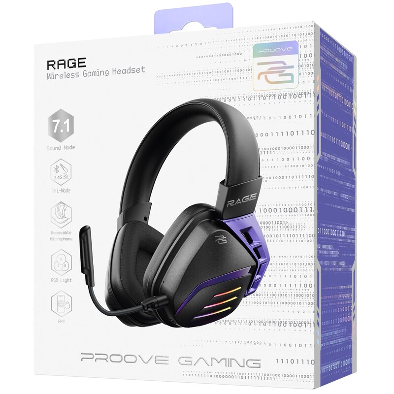 Bluetooth-гарнітура Proove Gaming Rage (APP) Black/Purple (WHRG00020001)