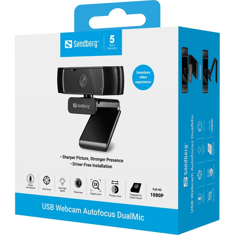 Веб-камера Sandberg Autofocus DualMic (134-38)