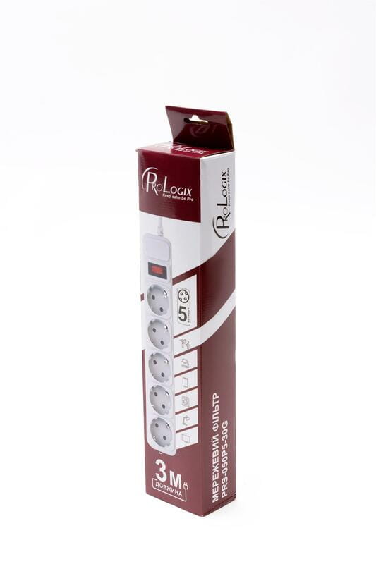 Фільтр живлення ProLogix (PRS-050P5-45G) 5 розеток, 4.5 м, сірий