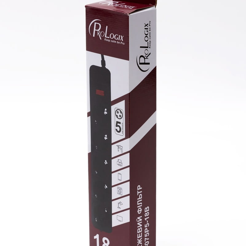 Фильтр питания ProLogix (PRS-075P5-18B) 0.75 мм, 5 розеток, 1.8 м, черный