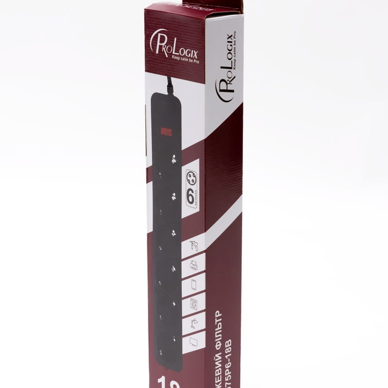 Фильтр питания ProLogix (PRS-075P6-18B) 0.75 мм, 6 розеток, 1.8 м, черный
