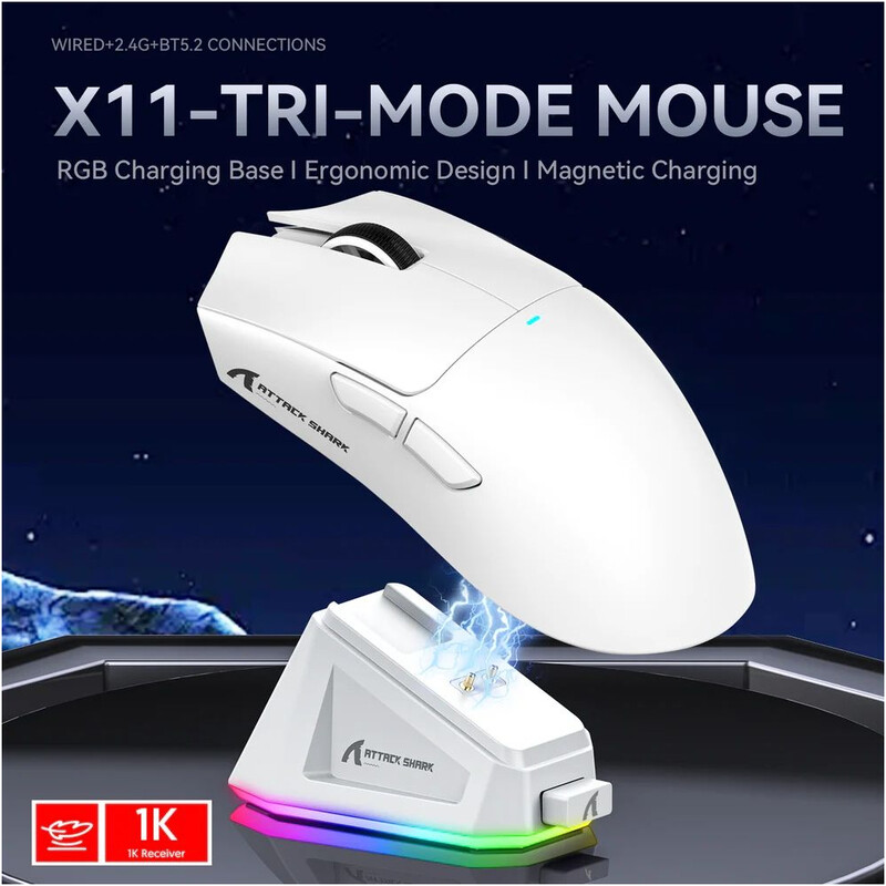Мышь Bluetooth Attack Shark X11 White (X11W_AS)