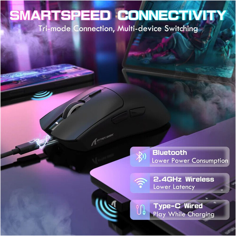 Мышь Bluetooth Attack Shark X1 Black (X1B_AS)
