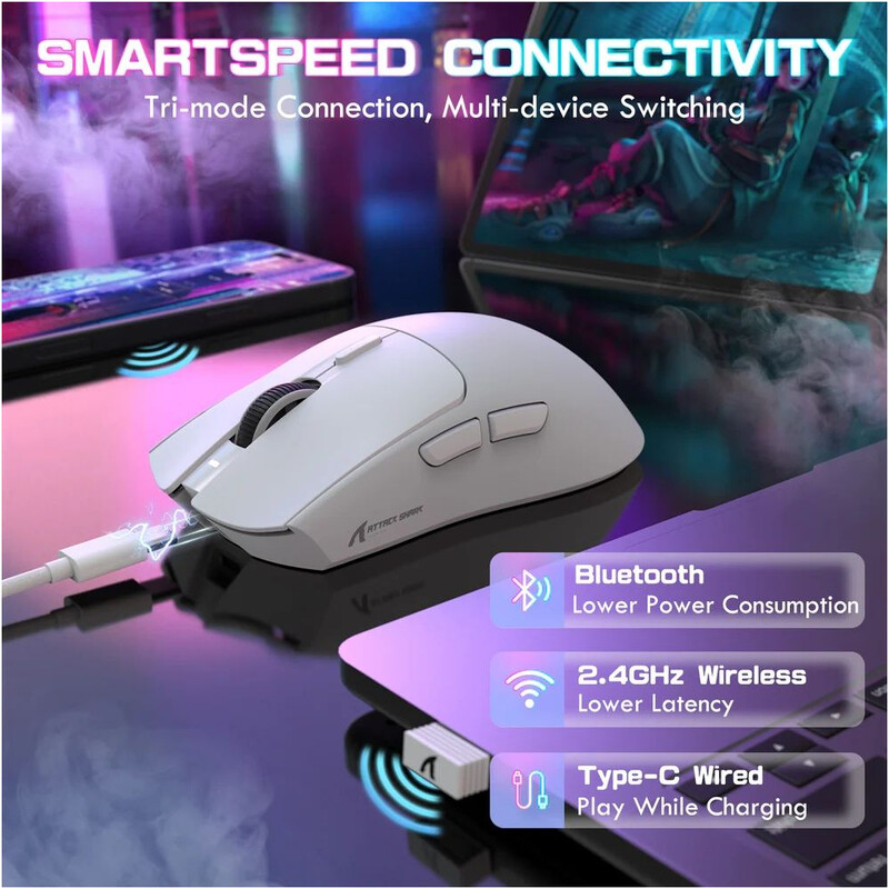 Мышь Bluetooth Attack Shark X1 White (X1W_AS)
