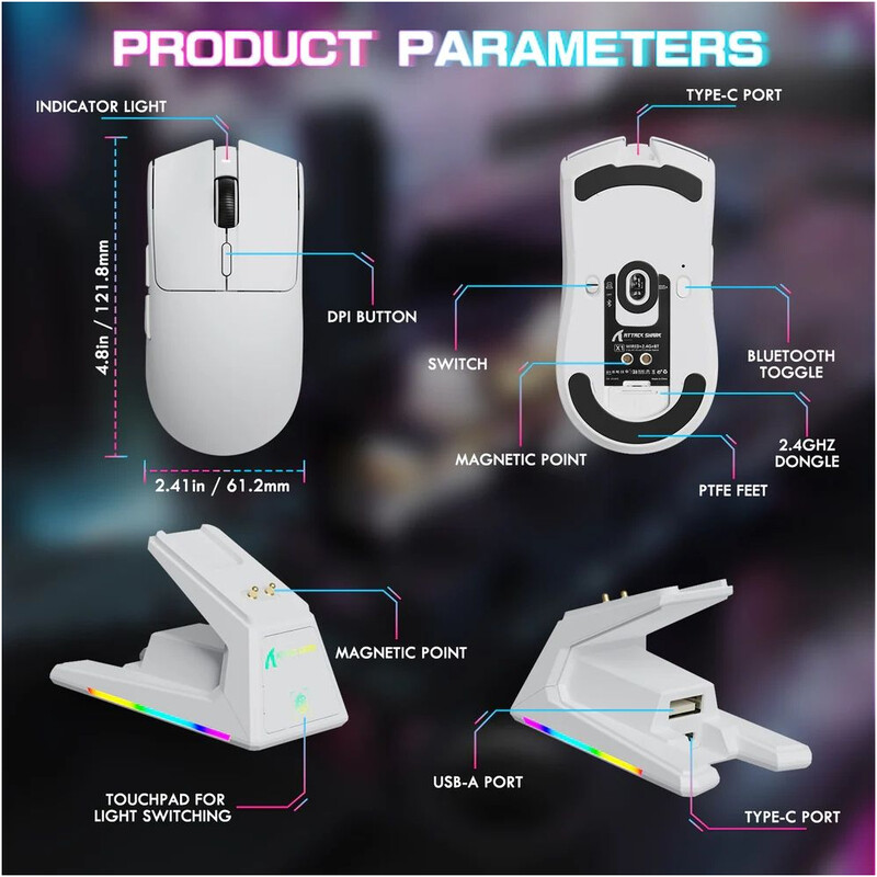 Мышь Bluetooth Attack Shark X1 White (X1W_AS)