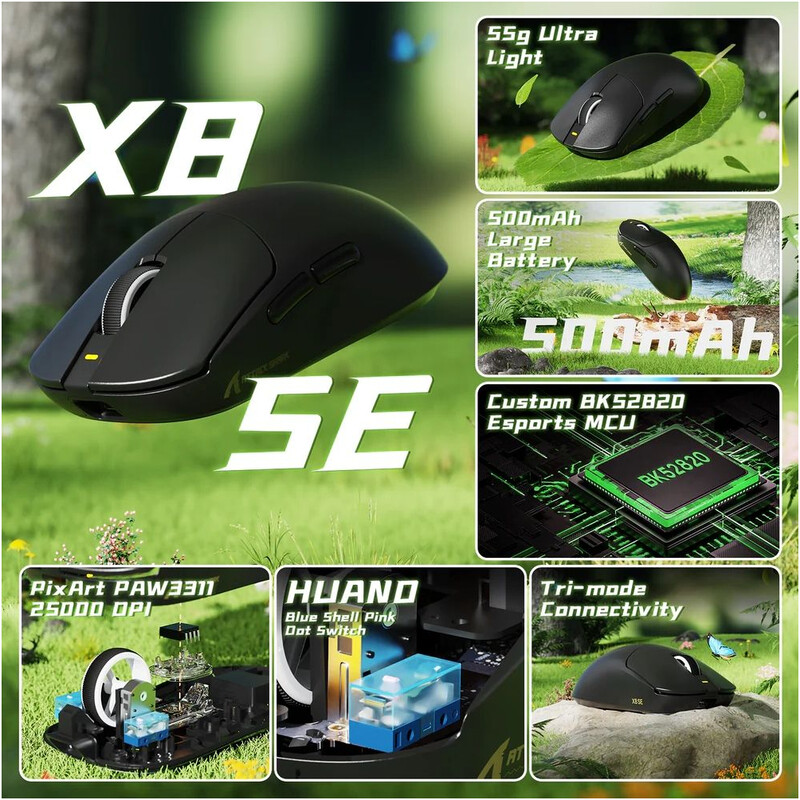 Мышь Bluetooth Attack Shark X8 SE Black (X8SEB_AS)