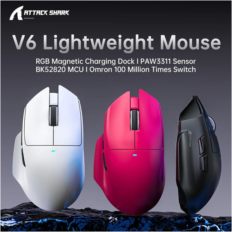 Мышь Bluetooth Attack Shark V6 Ultra-Light Black (V6B_AS)