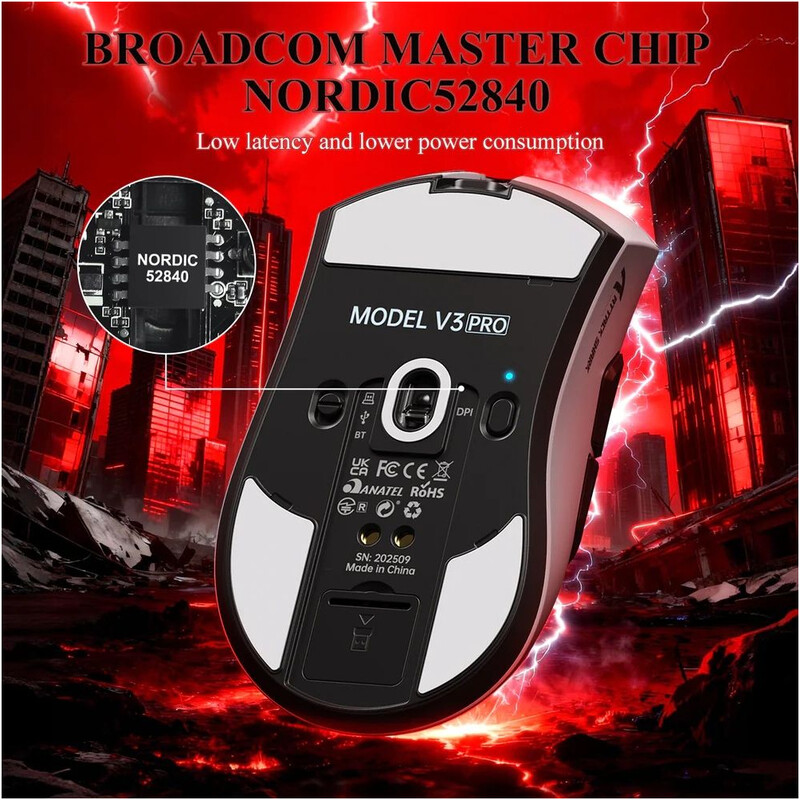 Мышь Bluetooth Attack Shark V3Pro Ultra-Light Black (V3PROB_AS)