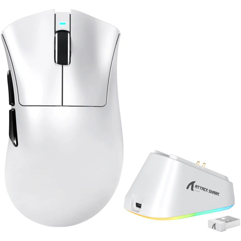 Мышь Bluetooth Attack Shark V3Pro Ultra-Light White (V3PROW_AS)