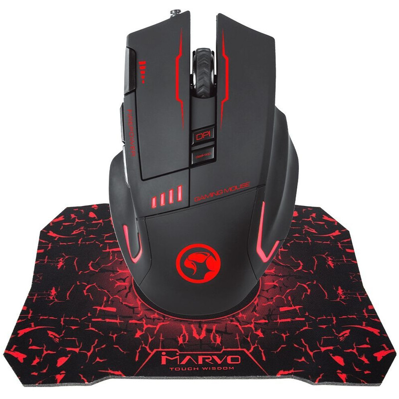 Мишка Marvo G909L + игровая поверхность G1 Black (G909L+G1) USB