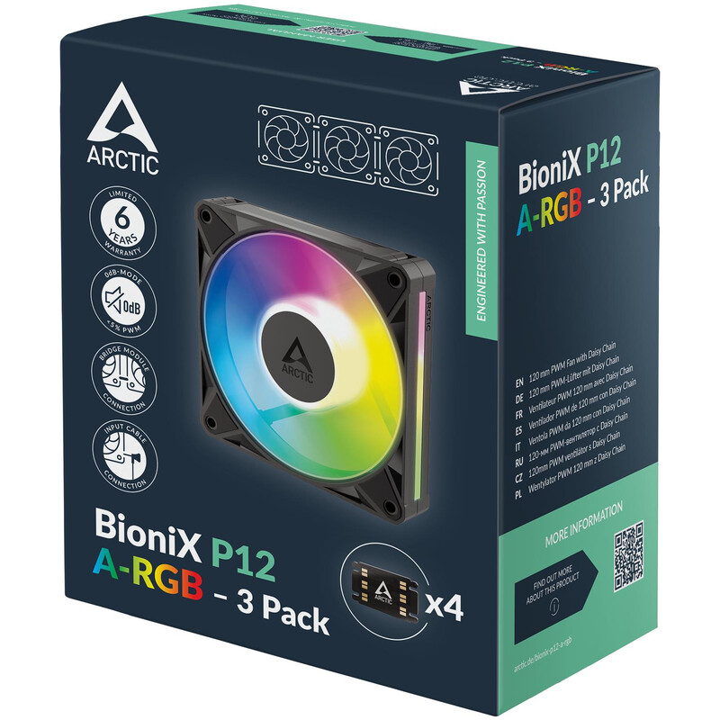 Вентилятор Arctic BioniX P12 A-RGB Black 3-Pack (ACFAN00337A)