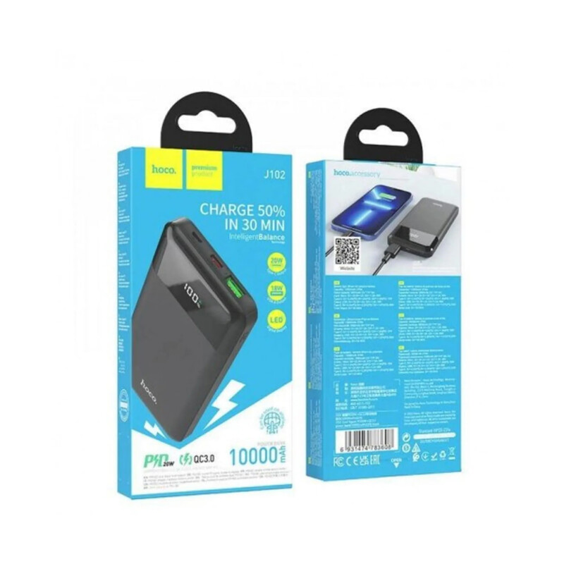 Универсальная мобильная батарея Hoco J102 Cool Figure 10000mAh, 20W Black (6931474783608)