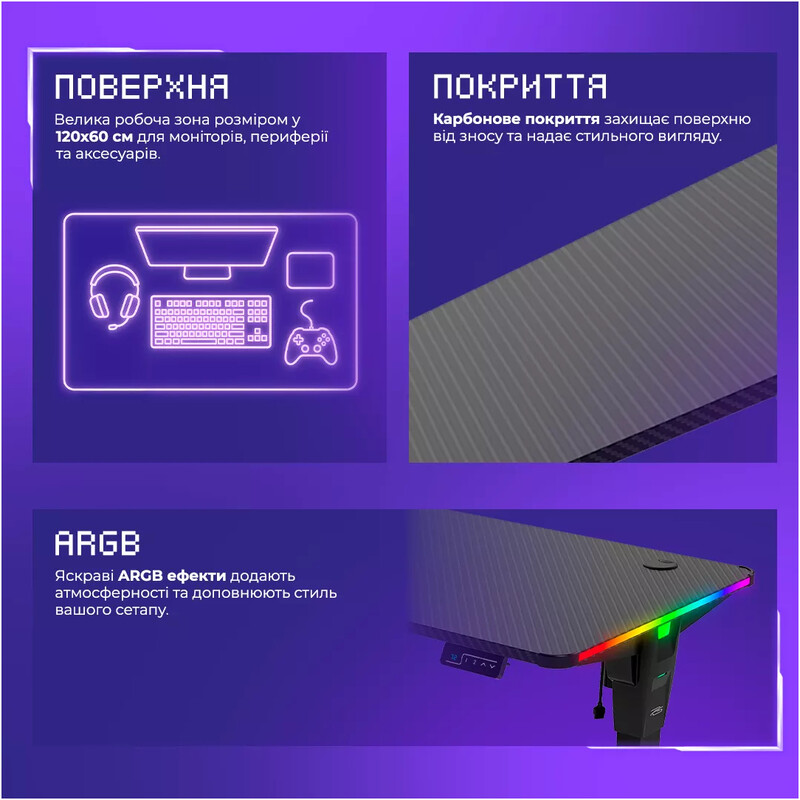 Геймерський стіл Proove Gaming PVP Black (GTPV00120101)